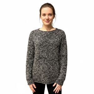 J Crew Black & White Marled Knot Crewneck Long Sleeve Sweater